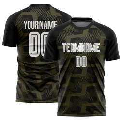 Soccer Jersey Custom Line White-Olive Uniform Black Sublimation