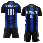 Soccer Blue Custom Black Sublimation Line Jersey White-Thunder Uniform Soccer Blue Custom Black Sublimation Line Jersey White-Thunder Uniform