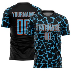 Network Sublimation Uniform Soccer Blue-Orange Custom Abstract Jersey Black Sky Splash