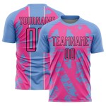 Soccer Pink-White Sublimation Blue Custom Uniform Shapes Jersey Irregular Light Soccer Pink-White Sublimation Blue Custom Uniform Shapes Jersey Irregular Light