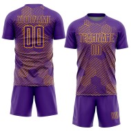 Custom Hexagon Uniform Soccer Abstract Gold Sublimation Jersey Purple Custom Hexagon Uniform Soccer Abstract Gold Sublimation Jersey Purple