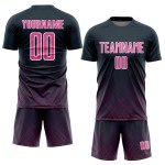 Sublimation Jersey Custom Soccer Uniform Navy Pink-White Lines Sublimation Jersey Custom Soccer Uniform Navy Pink-White Lines