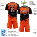 Sublimation Jersey Soccer Uniform Custom Orange Splash Black-White Sublimation Jersey Soccer Uniform Custom Orange Splash Black-White