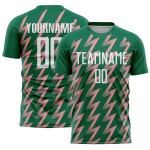 Uniform Sublimation Custom Green Jersey Shape Pink Zigzag White-Medium Soccer Kelly Uniform Sublimation Custom Green Jersey Shape Pink Zigzag White-Medium Soccer Kelly