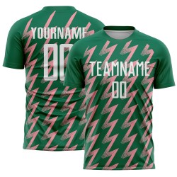 Uniform Sublimation Custom Green Jersey Shape Pink Zigzag White-Medium Soccer Kelly