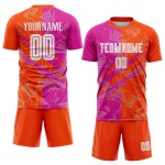 Scratch Pattern Soccer Jersey Sublimation Graffiti Uniform Custom Pink-Orange Deep Scratch Pattern Soccer Jersey Sublimation Graffiti Uniform Custom Pink-Orange Deep