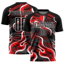 Flame Jersey Red-White Uniform Sublimation Black Soccer Custom