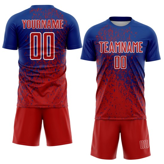 Soccer Custom Red-White Jersey Sublimation Abstract Fragment Art Royal Uniform Soccer Custom Red-White Jersey Sublimation Abstract Fragment Art Royal Uniform