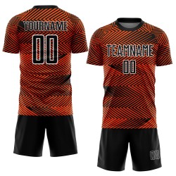 Line Sublimation Soccer Orange Uniform Jersey Black-White Custom