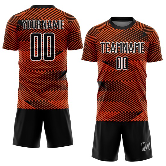 Line Sublimation Soccer Orange Uniform Jersey Black-White Custom Line Sublimation Soccer Orange Uniform Jersey Black-White Custom