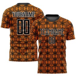 Orange Geometric Jersey Sublimation Shapes Black-White Custom Uniform Soccer
