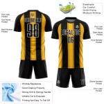 Uniform Gold-White Line Soccer Black Jersey Custom Sublimation Uniform Gold-White Line Soccer Black Jersey Custom Sublimation