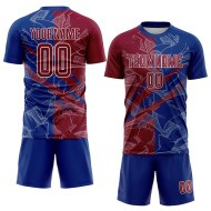 Custom Maroon-Royal Soccer Graffiti Scratch Uniform Jersey Sublimation Pattern Custom Maroon-Royal Soccer Graffiti Scratch Uniform Jersey Sublimation Pattern