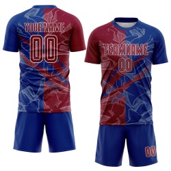 Custom Maroon-Royal Soccer Graffiti Scratch Uniform Jersey Sublimation Pattern Custom Maroon-Royal Soccer Graffiti Scratch Uniform Jersey Sublimation Pattern