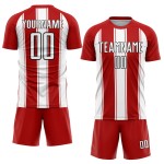 Uniform Custom Sublimation Red Jersey Line Soccer White-Black Uniform Custom Sublimation Red Jersey Line Soccer White-Black