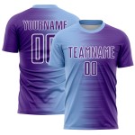 Blue Gradient Jersey Line Uniform Light Soccer Purple-White Sublimation Custom Blue Gradient Jersey Line Uniform Light Soccer Purple-White Sublimation Custom