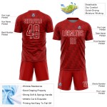 Jersey Uniform Red Soccer White Sublimation Line Custom Jersey Uniform Red Soccer White Sublimation Line Custom