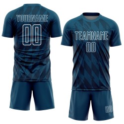 Soccer White Navy Uniform Geometric Sublimation Custom Shapes Jersey