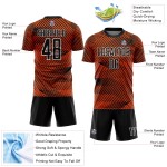 Line Sublimation Soccer Orange Uniform Jersey Black-White Custom Line Sublimation Soccer Orange Uniform Jersey Black-White Custom