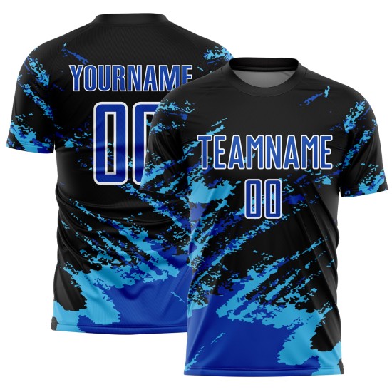 Splash Art Thunder Soccer Custom Jersey Uniform Blue-Sky Sublimation Abstract Black Fragment Blue Splash Art Thunder Soccer Custom Jersey Uniform Blue-Sky Sublimation Abstract Black Fragment Blue