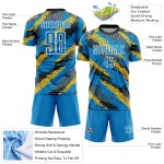 Sublimation Powder Blue Soccer Uniform Yellow-White Custom Jersey Sublimation Powder Blue Soccer Uniform Yellow-White Custom Jersey