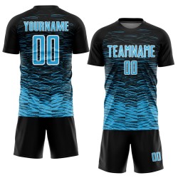 Soccer Custom Jersey Line Black Sublimation Uniform Blue-White Sky