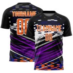 Soccer Uniform Lines Bay Orange-White Sublimation Jersey Custom Black Soccer Uniform Lines Bay Orange-White Sublimation Jersey Custom Black