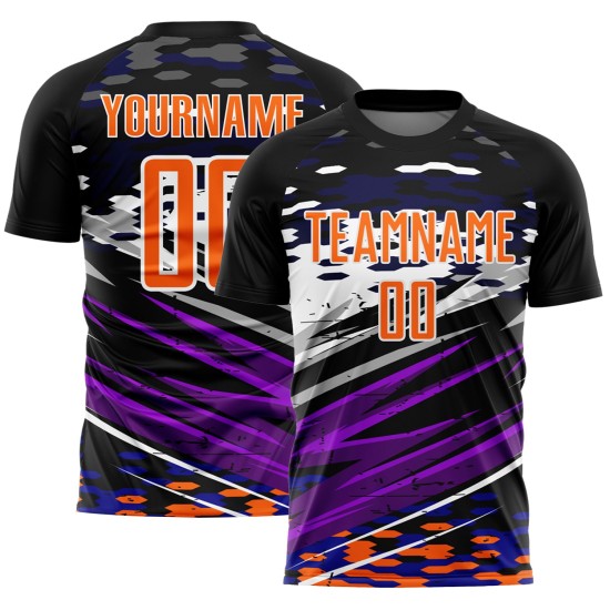 Soccer Uniform Lines Bay Orange-White Sublimation Jersey Custom Black Soccer Uniform Lines Bay Orange-White Sublimation Jersey Custom Black