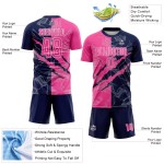 Uniform Graffiti Pattern Jersey Pink-Navy Custom Sublimation Soccer Scratch Uniform Graffiti Pattern Jersey Pink-Navy Custom Sublimation Soccer Scratch