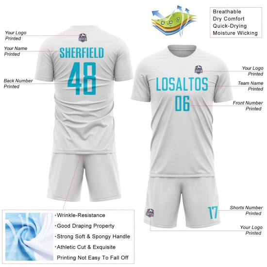 Blue Soccer Custom Lakes White Uniform Sublimation Jersey Blue Soccer Custom Lakes White Uniform Sublimation Jersey