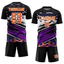 Soccer Uniform Lines Bay Orange-White Sublimation Jersey Custom Black