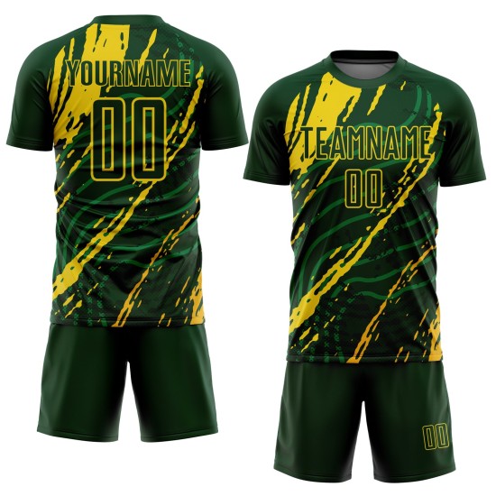 Uniform Yellow Soccer Sublimation Jersey Green Custom Uniform Yellow Soccer Sublimation Jersey Green Custom
