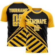 Jersey Black Lines Soccer Sublimation Gold-White Custom Uniform