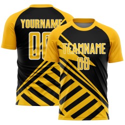 Jersey Black Lines Soccer Sublimation Gold-White Custom Uniform
