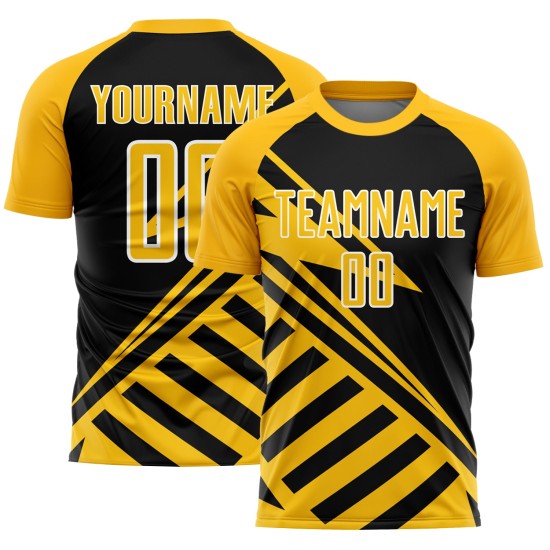 Jersey Black Lines Soccer Sublimation Gold-White Custom Uniform Jersey Black Lines Soccer Sublimation Gold-White Custom Uniform