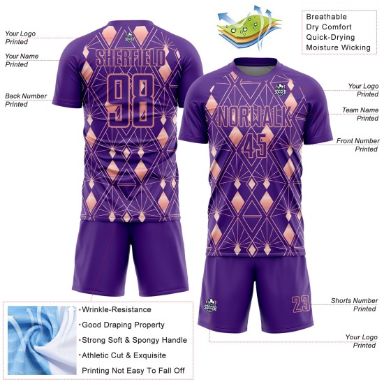 Uniform Jersey Sublimation Pink Geometric Shapes Purple Soccer Custom Light Uniform Jersey Sublimation Pink Geometric Shapes Purple Soccer Custom Light