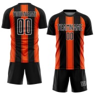 Custom Uniform Jersey Sublimation Soccer Orange-White Line Black Custom Uniform Jersey Sublimation Soccer Orange-White Line Black