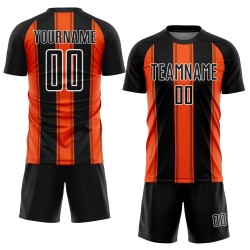 Custom Uniform Jersey Sublimation Soccer Orange-White Line Black Custom Uniform Jersey Sublimation Soccer Orange-White Line Black