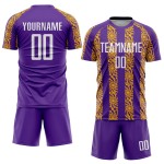 Shape Sublimation Jersey Custom Abstract Uniform Soccer White-Gold Purple Shape Sublimation Jersey Custom Abstract Uniform Soccer White-Gold Purple