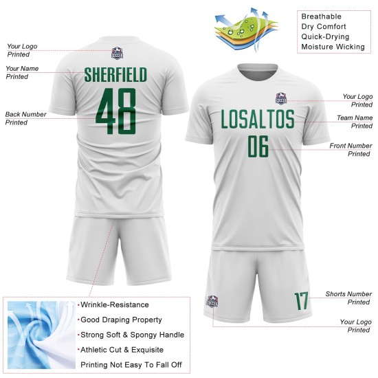 Sublimation Custom Soccer Green Jersey Uniform Kelly White Sublimation Custom Soccer Green Jersey Uniform Kelly White