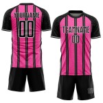 Line Sublimation Soccer Jersey Custom Uniform Black Pink-White Line Sublimation Soccer Jersey Custom Uniform Black Pink-White