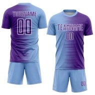 Blue Gradient Jersey Line Uniform Light Soccer Purple-White Sublimation Custom