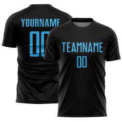 Jersey Custom Sublimation Blue Soccer Black Uniform Sky