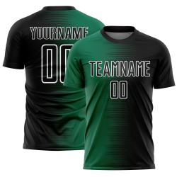 Gradient Uniform Green-White Black Line Sublimation Soccer Custom Kelly Jersey