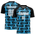 White-Sky Jersey Black Sublimation Custom Line Uniform Blue Soccer White-Sky Jersey Black Sublimation Custom Line Uniform Blue Soccer