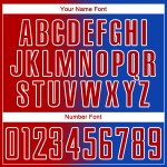 Line Custom Soccer Uniform Jersey Red-White Gradient Blue Thunder Sublimation Line Custom Soccer Uniform Jersey Red-White Gradient Blue Thunder Sublimation