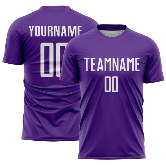 Soccer Sublimation Purple Custom Uniform Jersey White Soccer Sublimation Purple Custom Uniform Jersey White