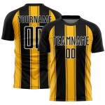 Uniform Gold-White Line Soccer Black Jersey Custom Sublimation Uniform Gold-White Line Soccer Black Jersey Custom Sublimation