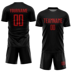 Red Soccer Jersey Black Custom Sublimation Uniform