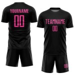 Sublimation Custom Soccer Black Jersey Uniform Pink Sublimation Custom Soccer Black Jersey Uniform Pink